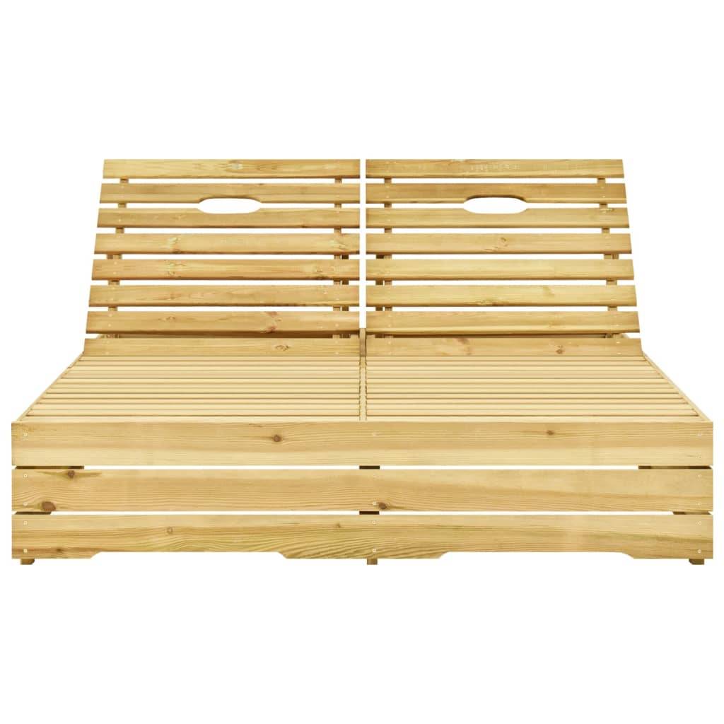 Helloshop26 - Transat chaise longue bain de soleil lit de jardin terrasse meuble d'extérieur double 198 x 135 x (30-75) cm bois de pin imprégné de vert - Imagen 2