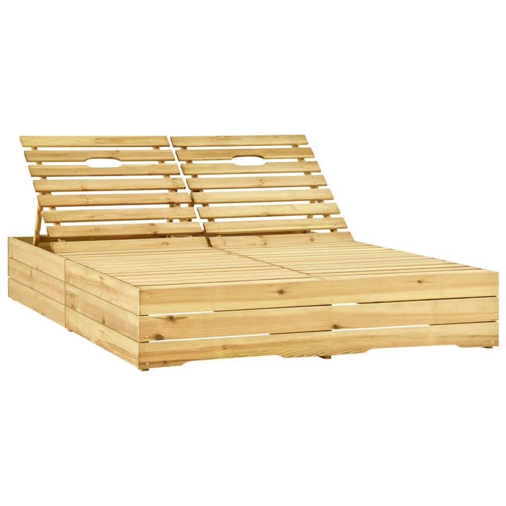 Helloshop26 - Transat chaise longue bain de soleil lit de jardin terrasse meuble d'extérieur double 198 x 135 x (30-75) cm bois de pin imprégné de vert - Imagen 1
