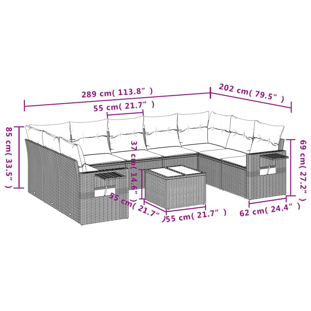 Salon de Jardin Poly Rotin Modulable 10 Pièces avec Accoudoirs et Tablettes pour Extérieur Beige – ComfortXL Outdoor Living - Image 8