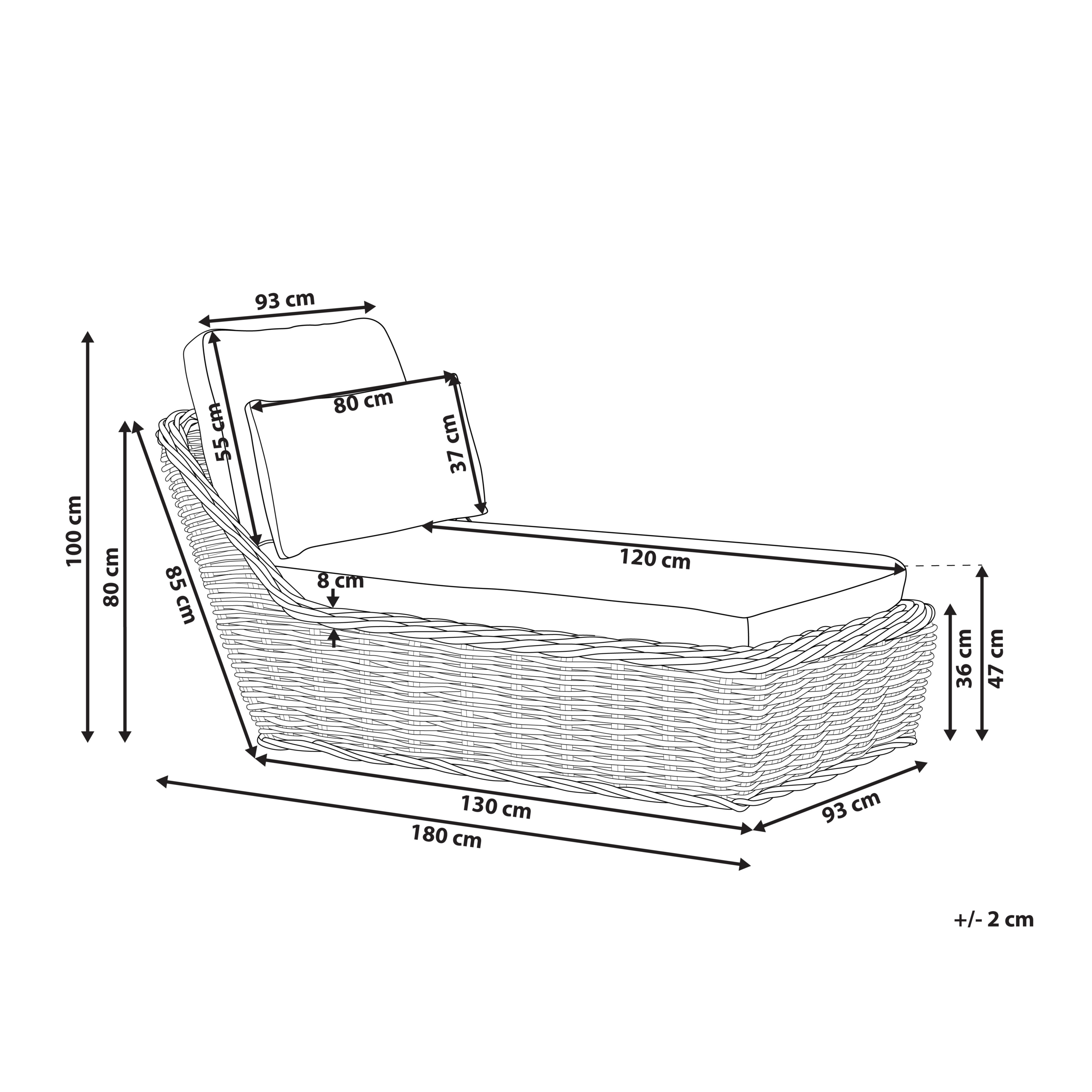 Beliani - Chaise longue Rotin Naturel BELSITO - Beliani - Imagen 3