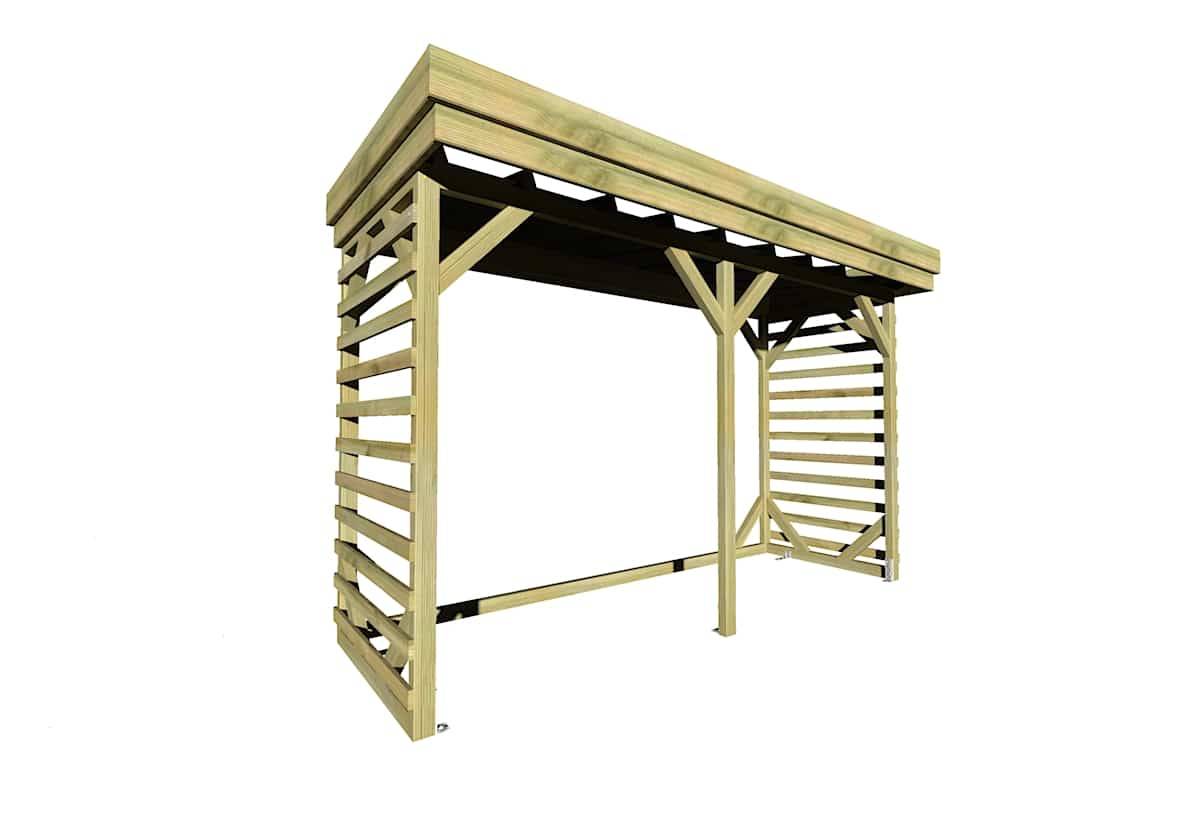 Sans Marque - ABRI Bûches en Bois - 4,1m2 - 3,15x1,31m - Pin Sylvestre traité Autoclave - Surface Int : 2,8m2 / 4 stères / Abri Français - Image 1