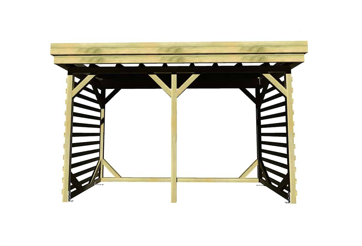 Sans Marque - ABRI Bûches en Bois - 4,1m2 - 3,15x1,31m - Pin Sylvestre traité Autoclave - Surface Int : 2,8m2 / 4 stères / Abri Français - Image 2