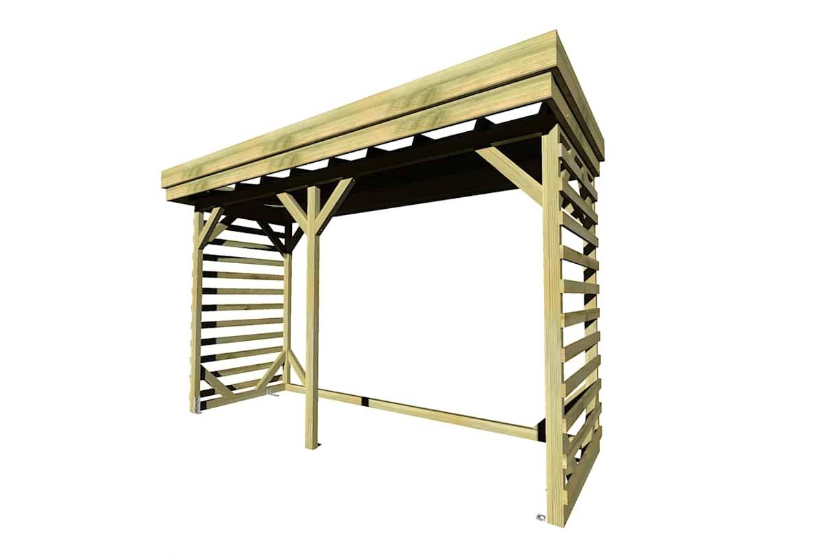Sans Marque - ABRI Bûches en Bois - 4,1m2 - 3,15x1,31m - Pin Sylvestre traité Autoclave - Surface Int : 2,8m2 / 4 stères / Abri Français - Image 3