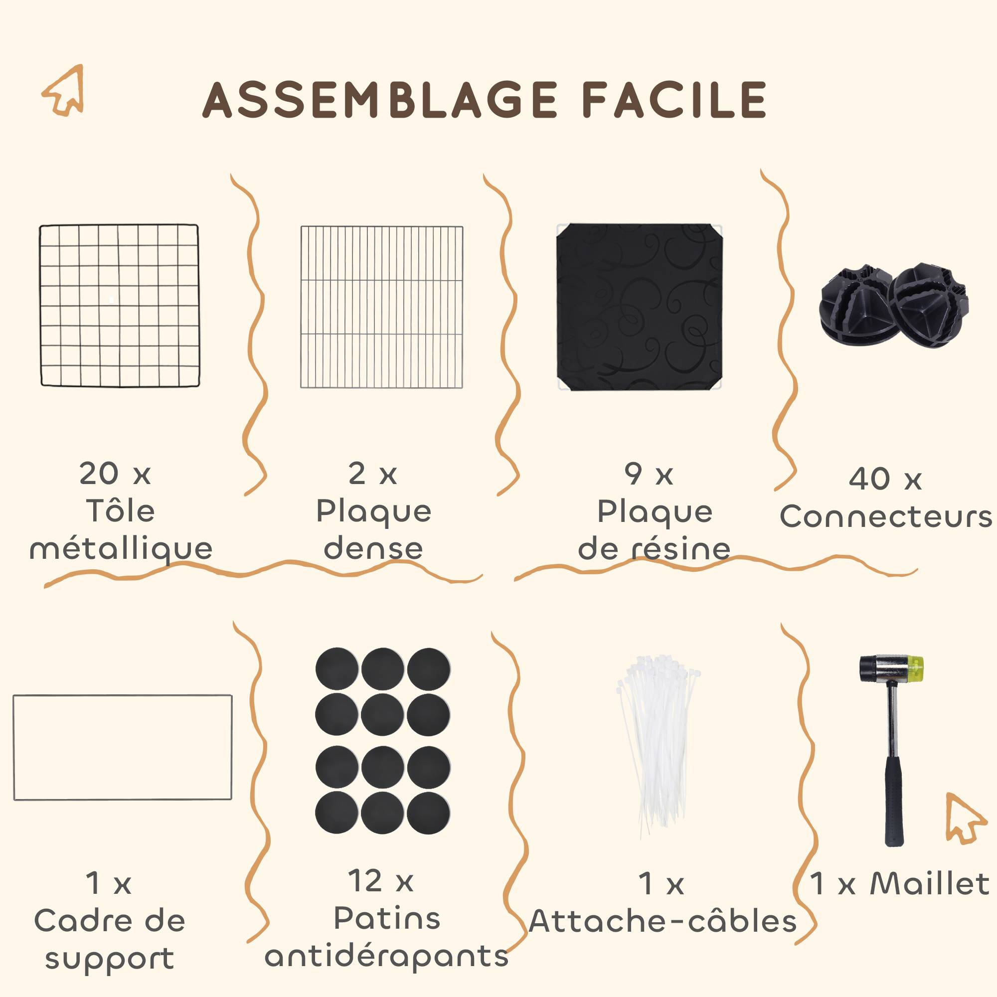 Enclos petits animaux acier rongeurs modulable niches 140x52cm noir - ComfortXL Outdoor Living - Image 7