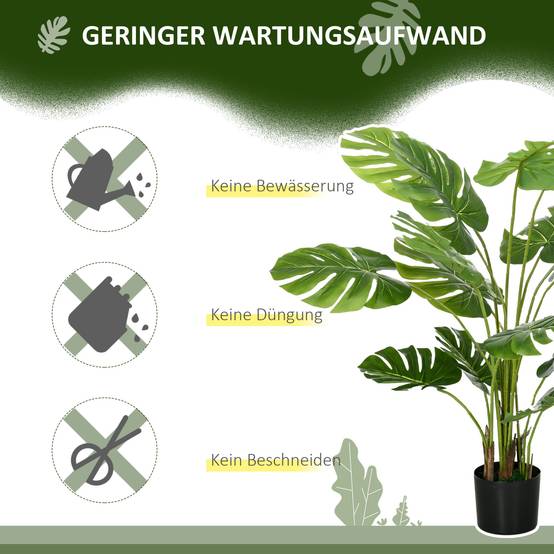 Plante Artificielle Monstera Plastique Intérieur Sans Entretien 120cm Vert - ComfortXL Outdoor Living - Image 8