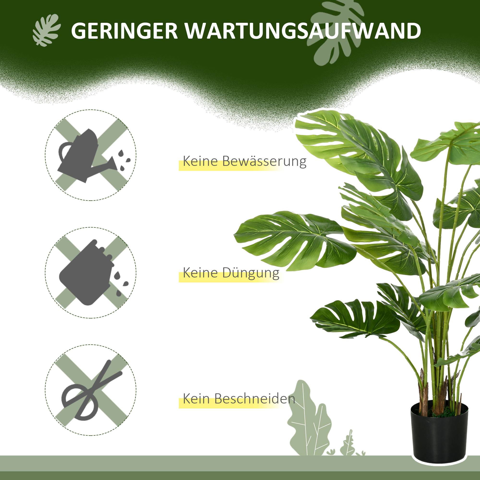 Plante Artificielle Monstera Plastique Intérieur Sans Entretien 120cm Vert - ComfortXL Outdoor Living - Image 8