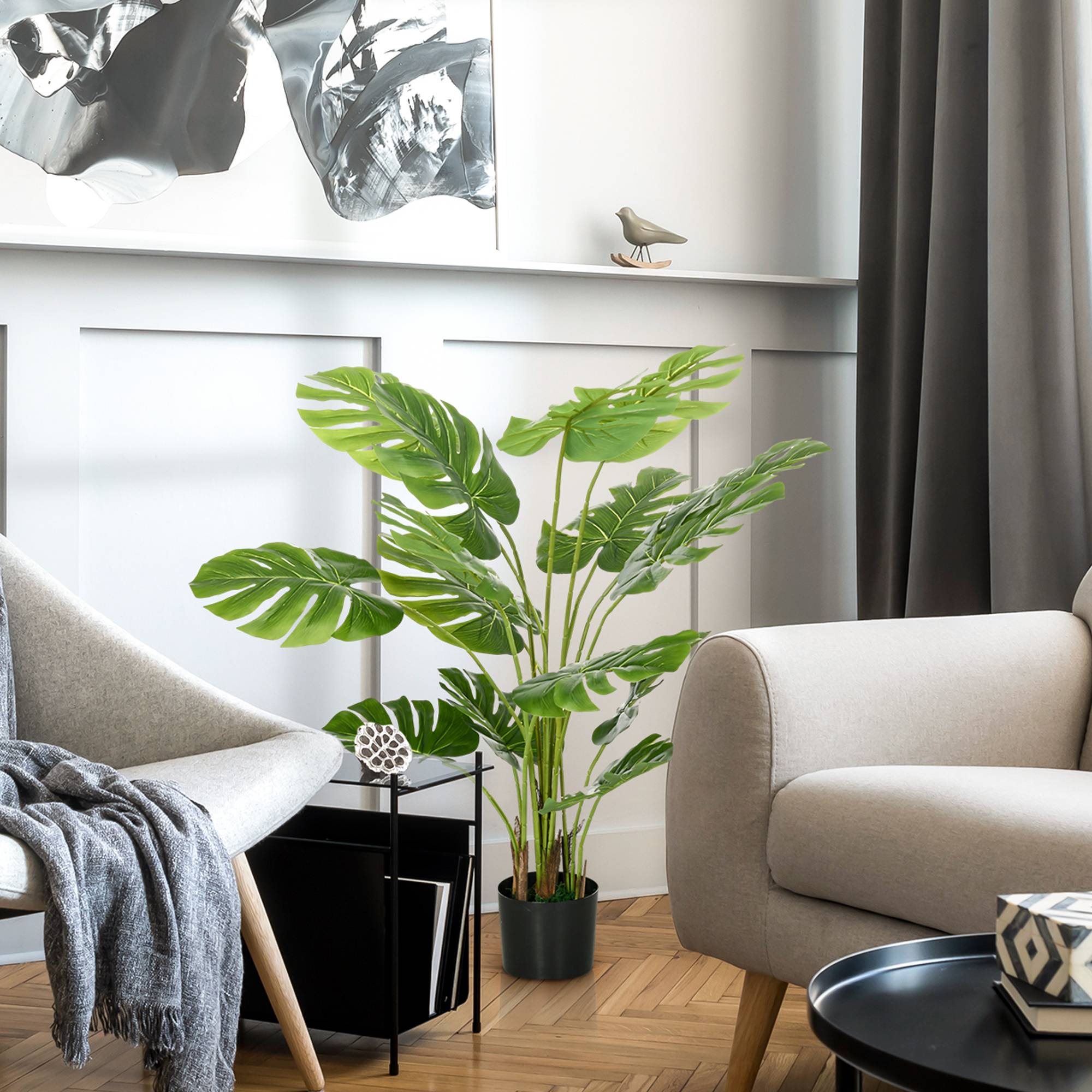 Plante Artificielle Monstera Plastique Intérieur Sans Entretien 120cm Vert - ComfortXL Outdoor Living - Image 3