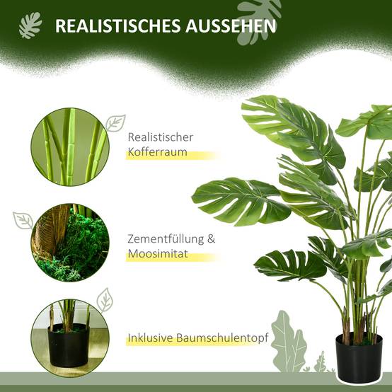 Plante Artificielle Monstera Plastique Intérieur Sans Entretien 120cm Vert - ComfortXL Outdoor Living - Image 7