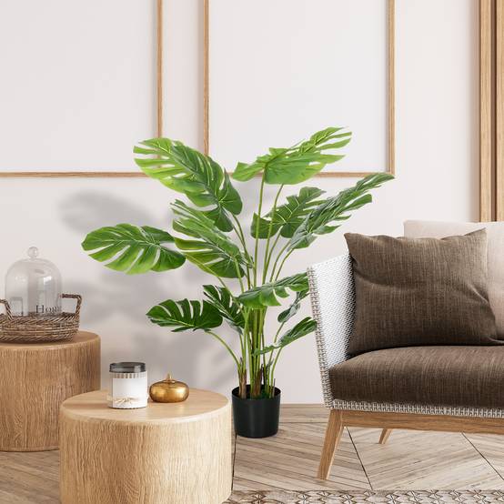 Plante Artificielle Monstera Plastique Intérieur Sans Entretien 120cm Vert - ComfortXL Outdoor Living - Image 4