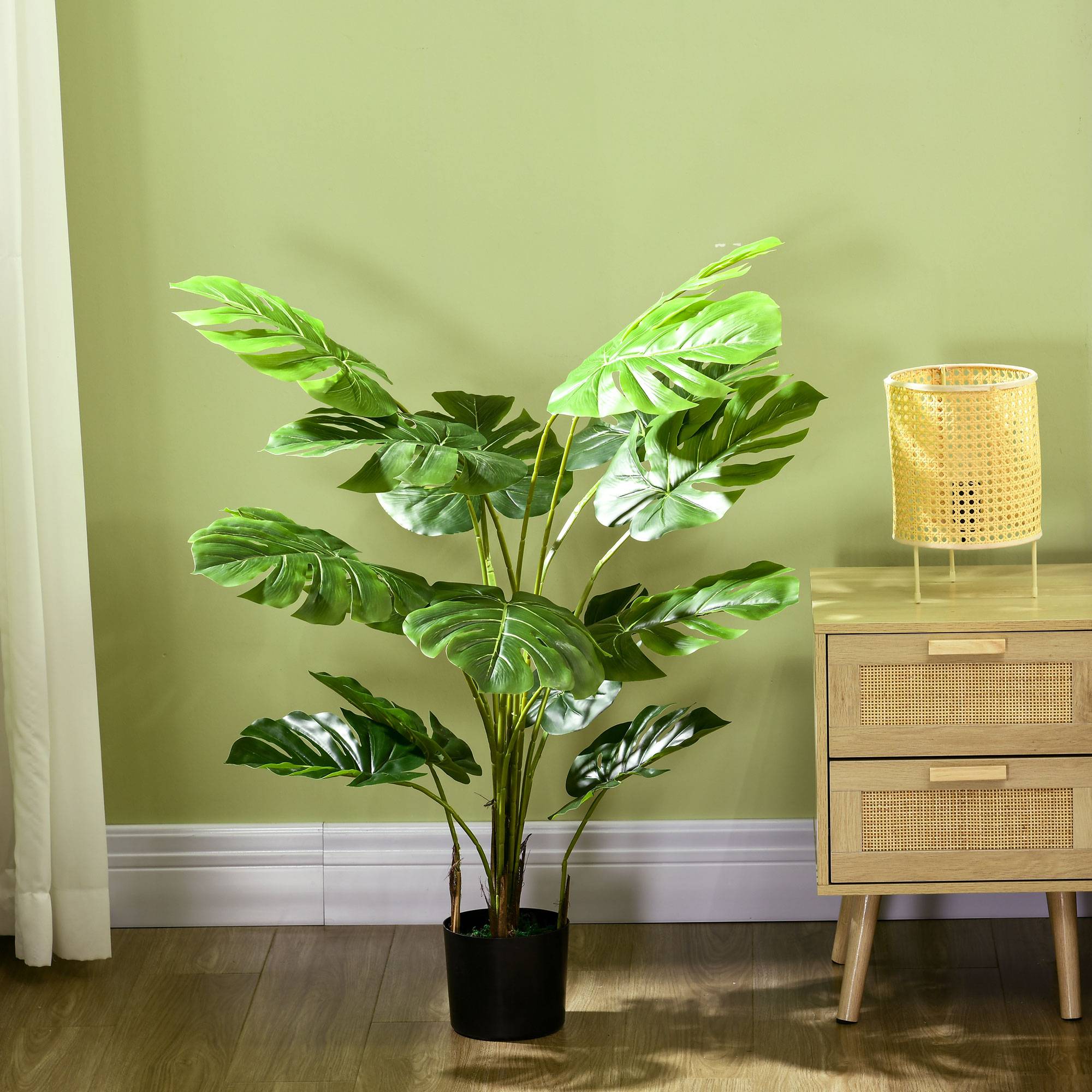 Plante Artificielle Monstera Plastique Intérieur Sans Entretien 120cm Vert - ComfortXL Outdoor Living - Image 9