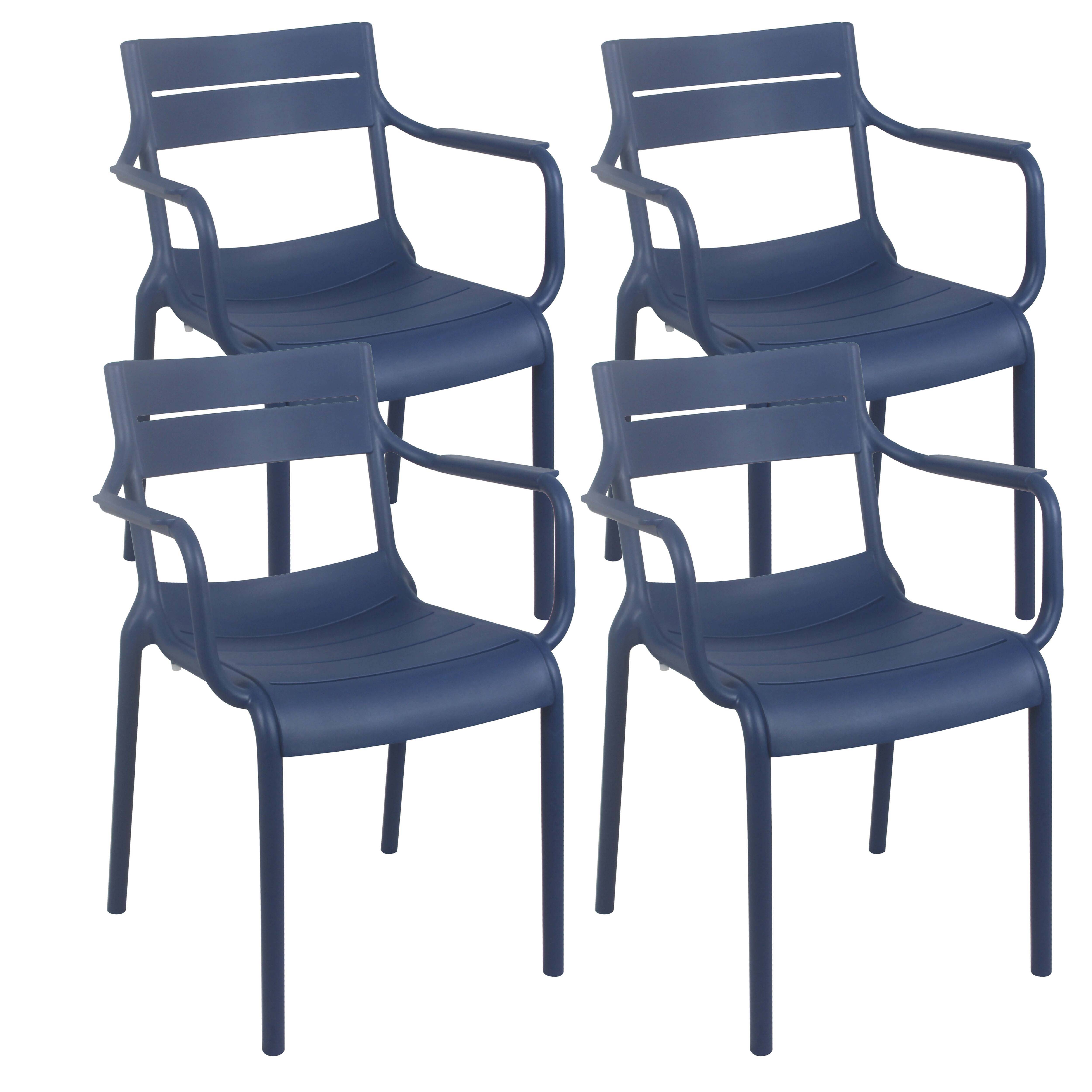 Oviala - Lot de 4 fauteuils de terrasse en plastique bleu pacific Paname - Oviala - Imagen 1