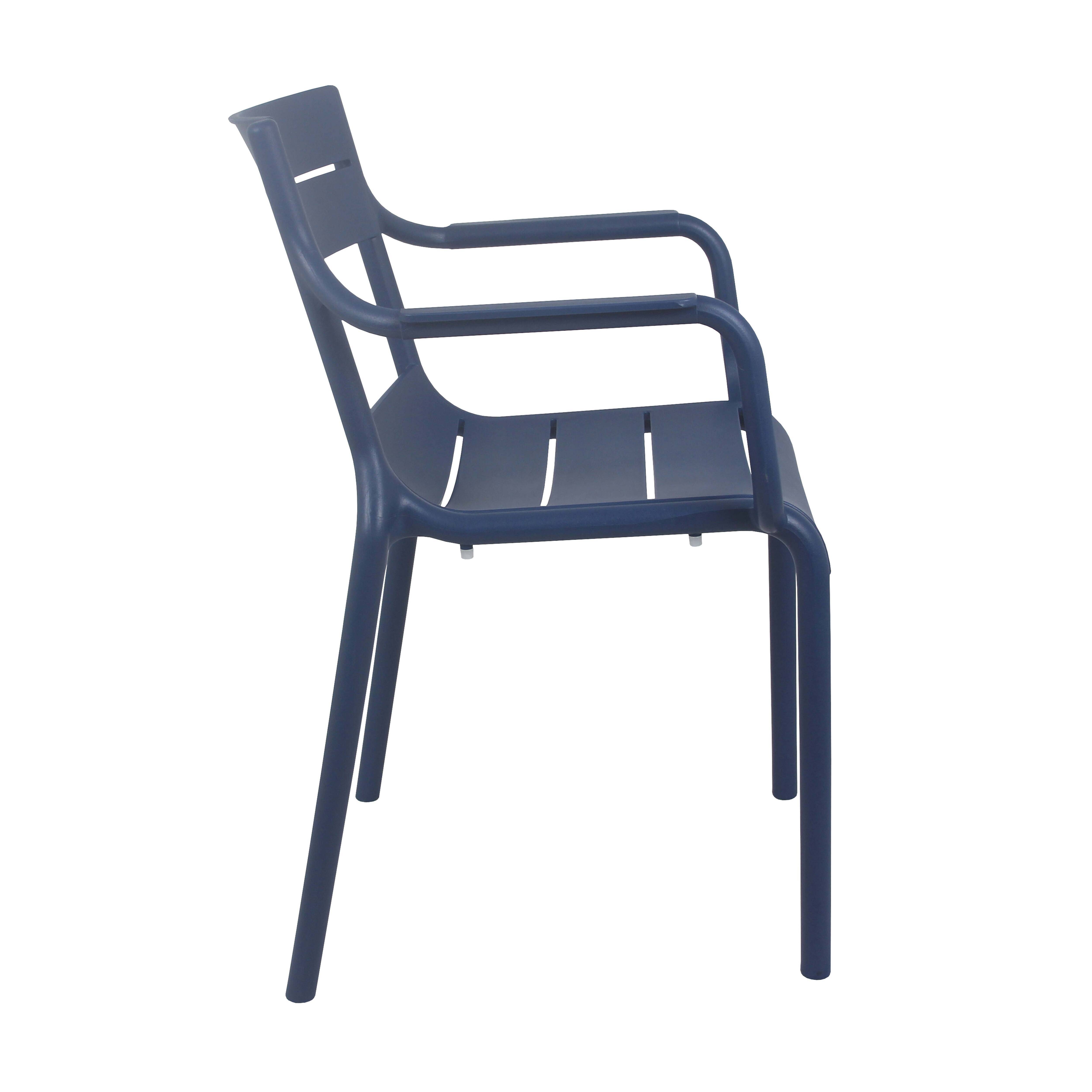 Oviala - Lot de 4 fauteuils de terrasse en plastique bleu pacific Paname - Oviala - Imagen 5