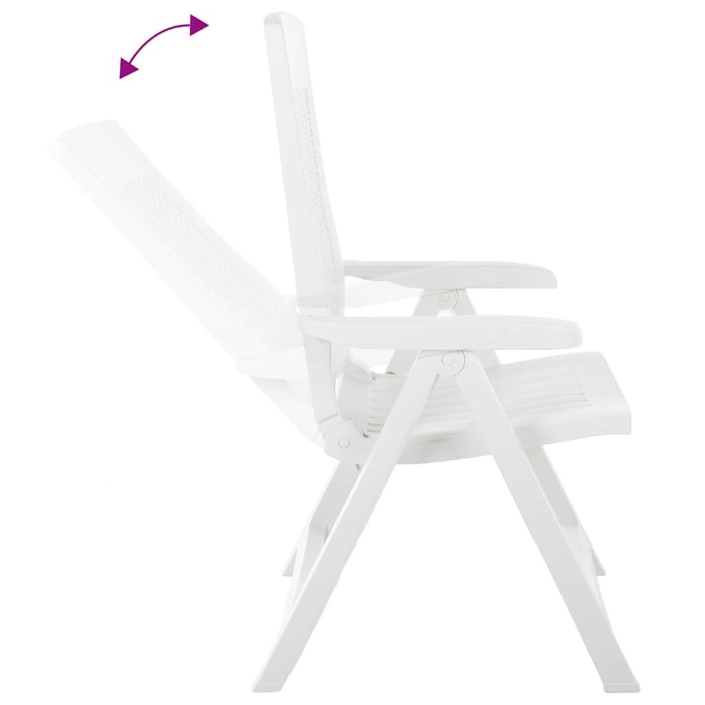 Vidaxl - Chaises pliantes inclinables, lot de 2, en plastique blanc vidaXL 48760 - Imagen 5