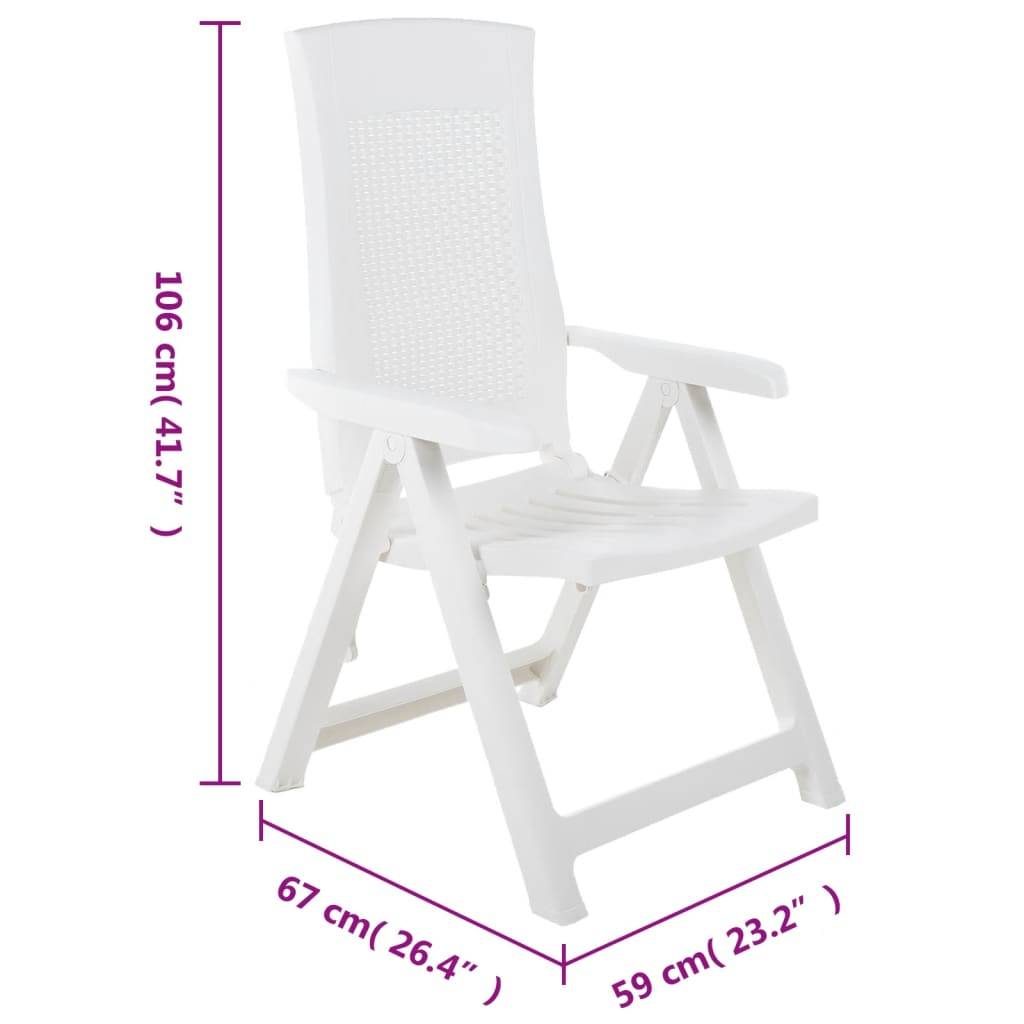 Vidaxl - Chaises pliantes inclinables, lot de 2, en plastique blanc vidaXL 48760 - Imagen 3