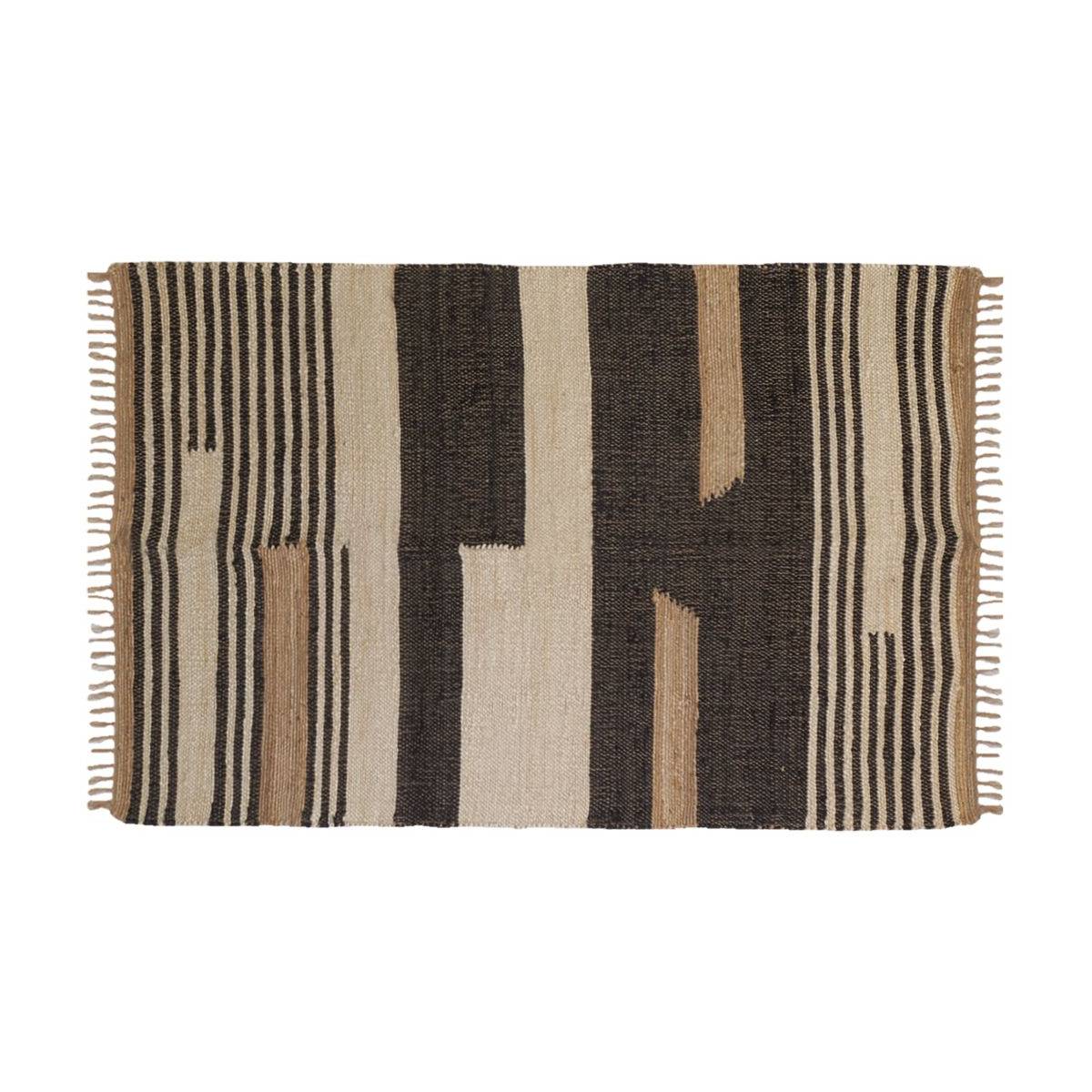Aubry Gaspard - Tapis en jute naturel et coton naturel et teinté Ethnique Naturel et noir - 160 x 230 cm - Imagen 1