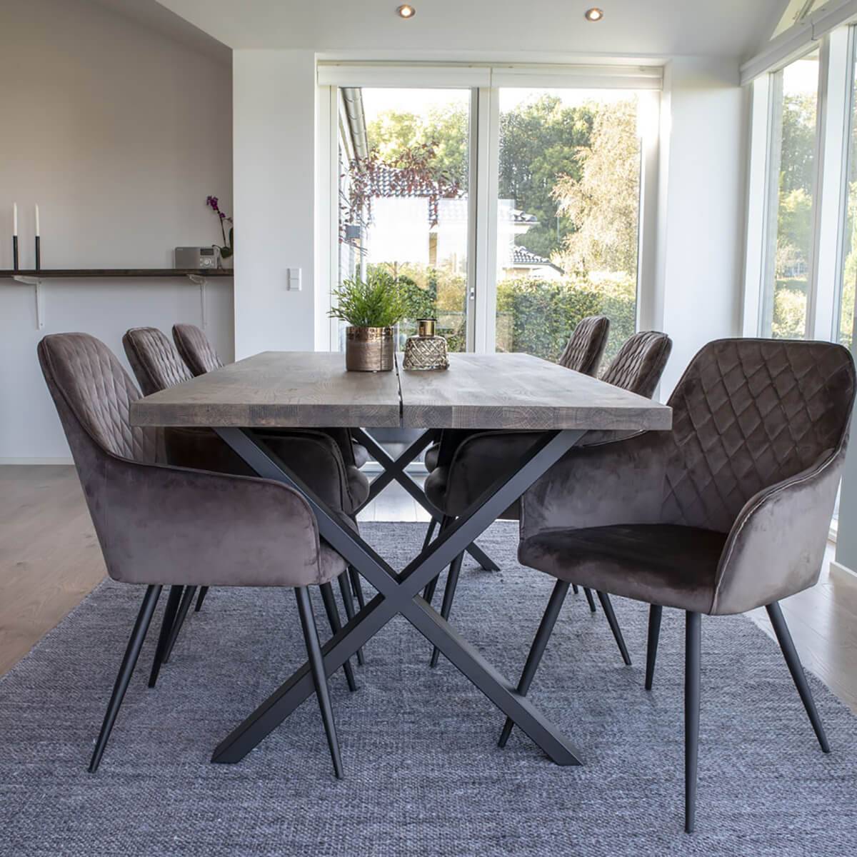 ALTOBUY - Lot de 4 Fauteuils Velours Taupe et Piétement Acier Noir - VIBY - Image 2