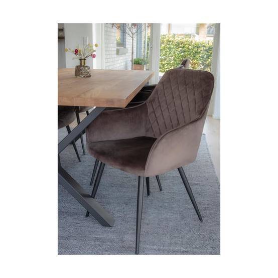 ALTOBUY - Lot de 4 Fauteuils Velours Taupe et Piétement Acier Noir - VIBY - Image 8