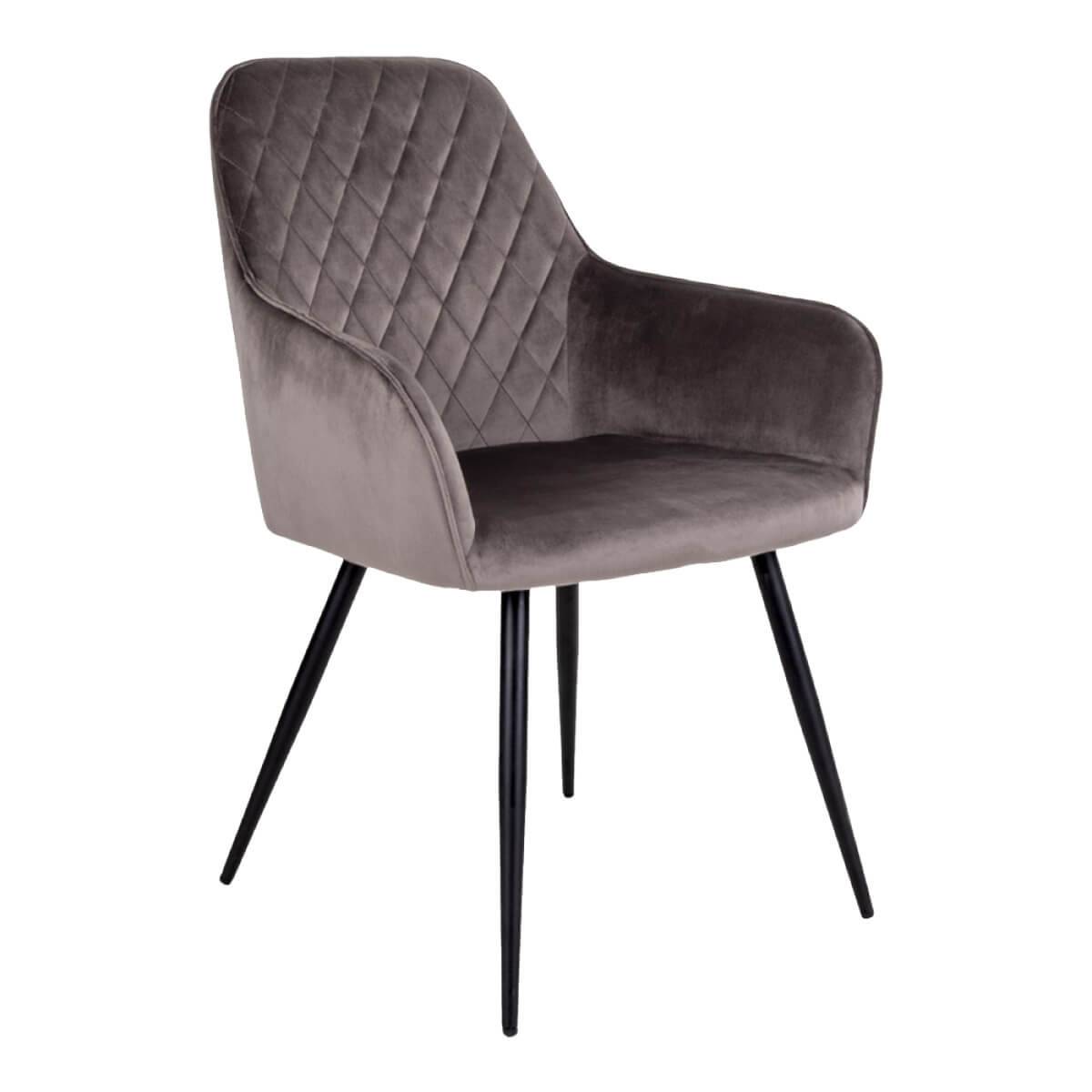 ALTOBUY - Lot de 4 Fauteuils Velours Taupe et Piétement Acier Noir - VIBY - Image 3