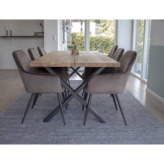 ALTOBUY - Lot de 4 Fauteuils Velours Taupe et Piétement Acier Noir - VIBY - Image 4