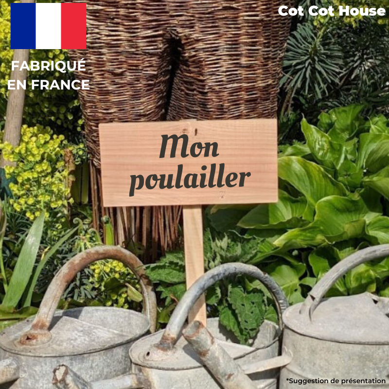 Pancarte en bois gravée extérieur déco - 12 - « mon poulailler » - Cot Cot House