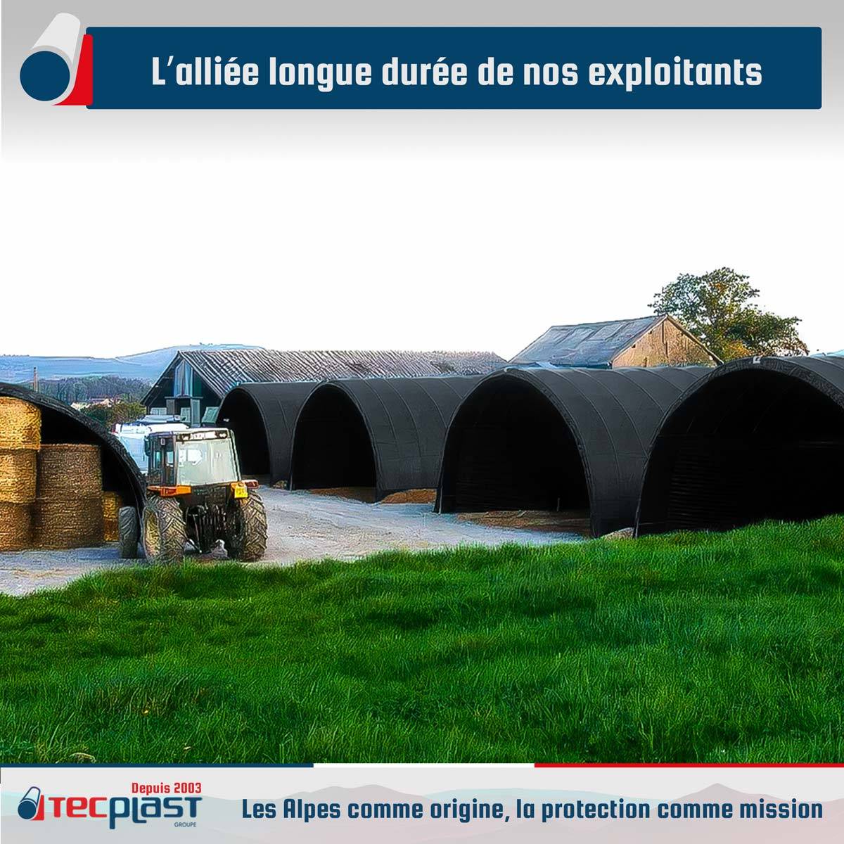 Bâche Tunnel agricole 5x6 m LP506TU Gris anthracite - Garantie 5 ans - Bâche PVC étanche pour Tunnel de stockage TECPLAST - Imagen 2