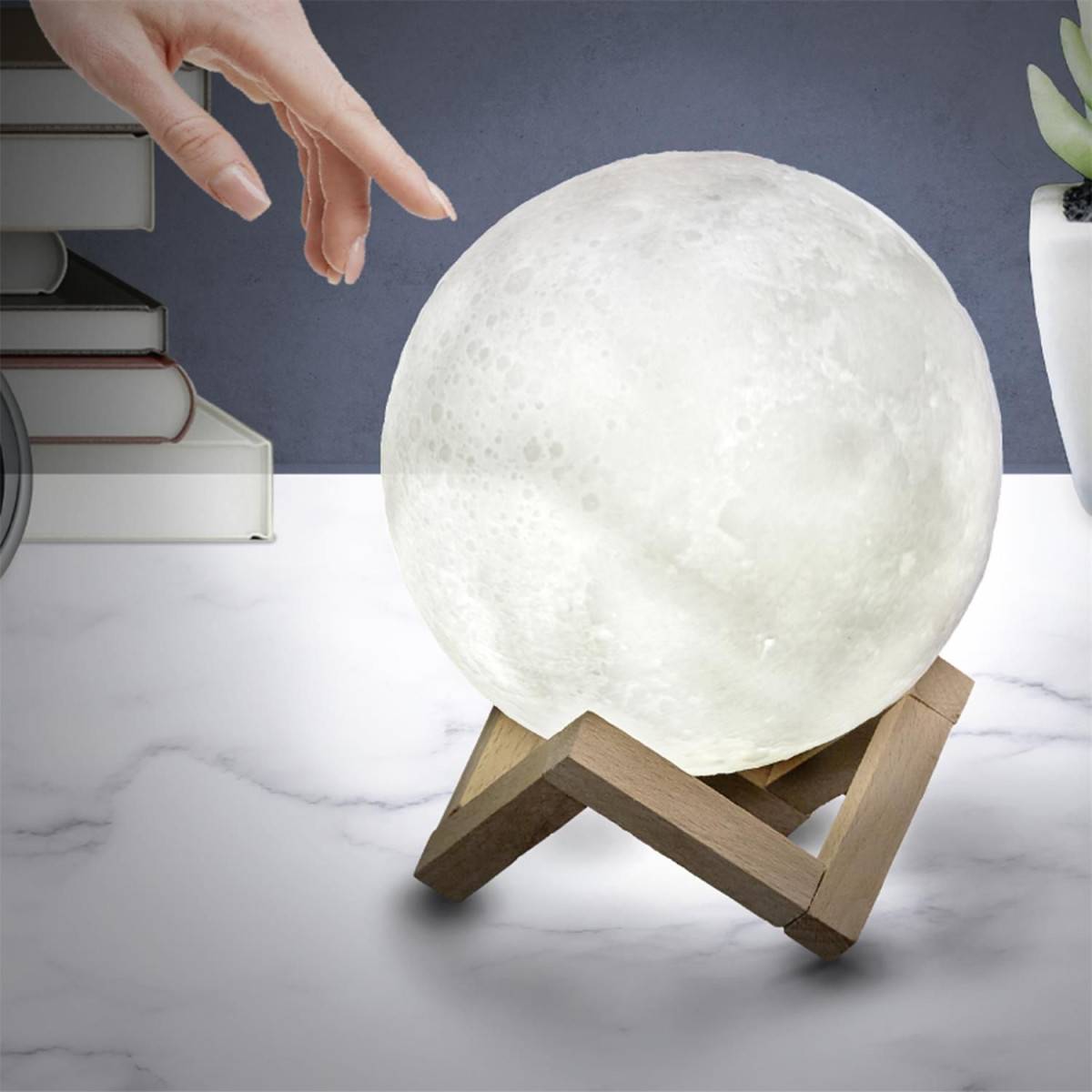 The Home Deco Factory - Lampe ronde avec support en bois Lune - Image 7
