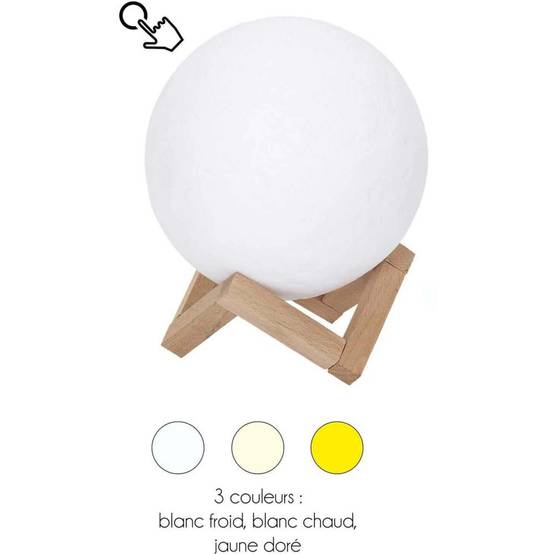 The Home Deco Factory - Lampe ronde avec support en bois Lune - Image 4
