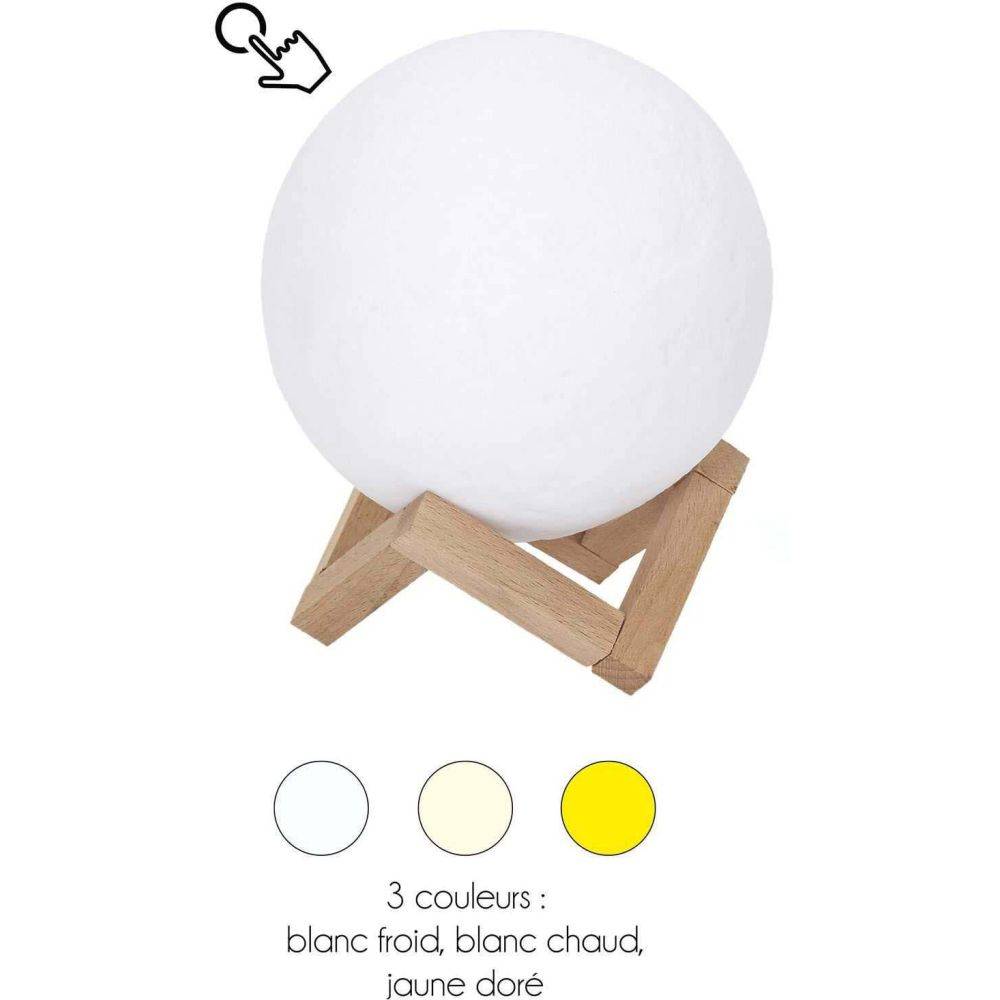 The Home Deco Factory - Lampe ronde avec support en bois Lune - Image 4