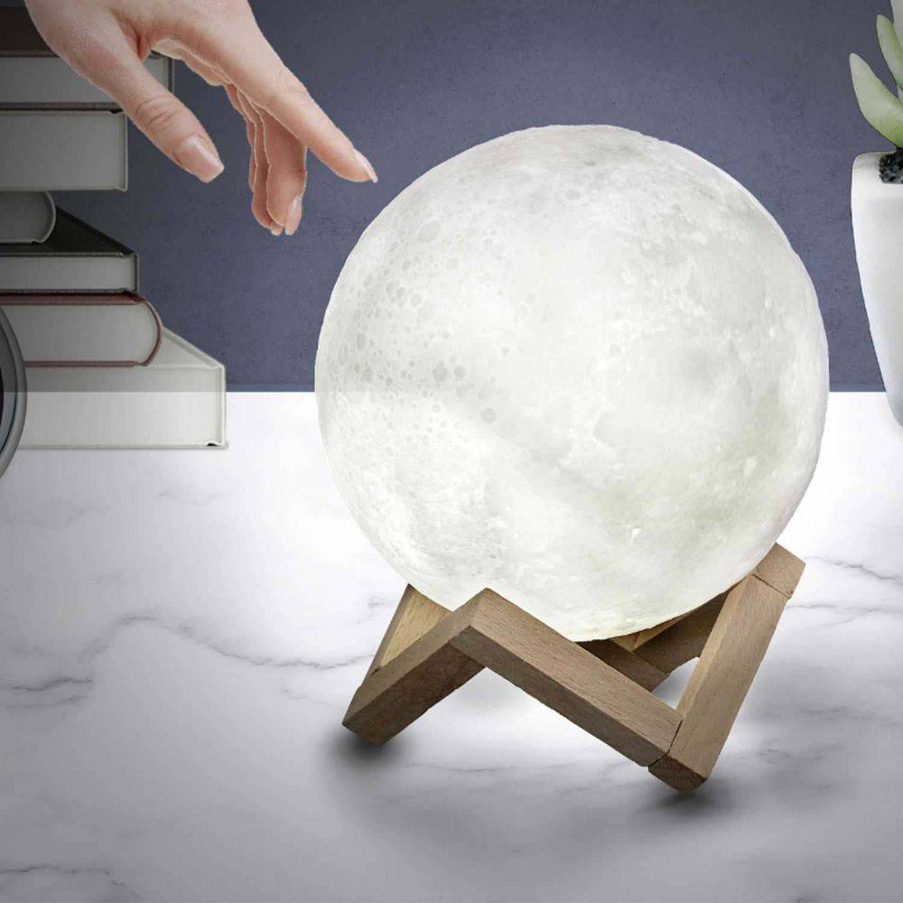 The Home Deco Factory - Lampe ronde avec support en bois Lune - Image 2