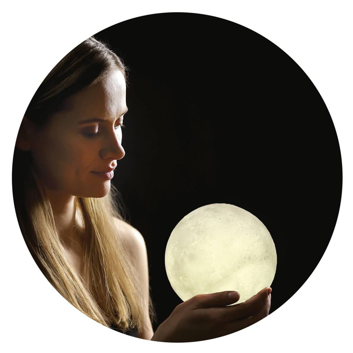 The Home Deco Factory - Lampe ronde avec support en bois Lune - Image 6