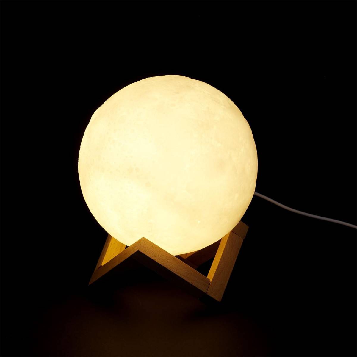 The Home Deco Factory - Lampe ronde avec support en bois Lune - Image 5