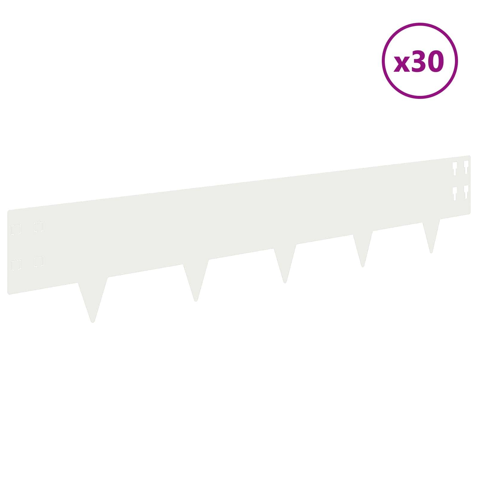 Bordure de pelouse acier aménagement jardin séparation nette 30 pcs 100x20 cm Blanc - ComfortXL Outdoor Living - Image 3
