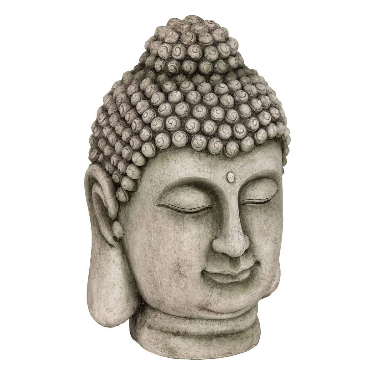 Statue Déco Extérieure "Tête de Bouddha" 60cm Gris - Image 1