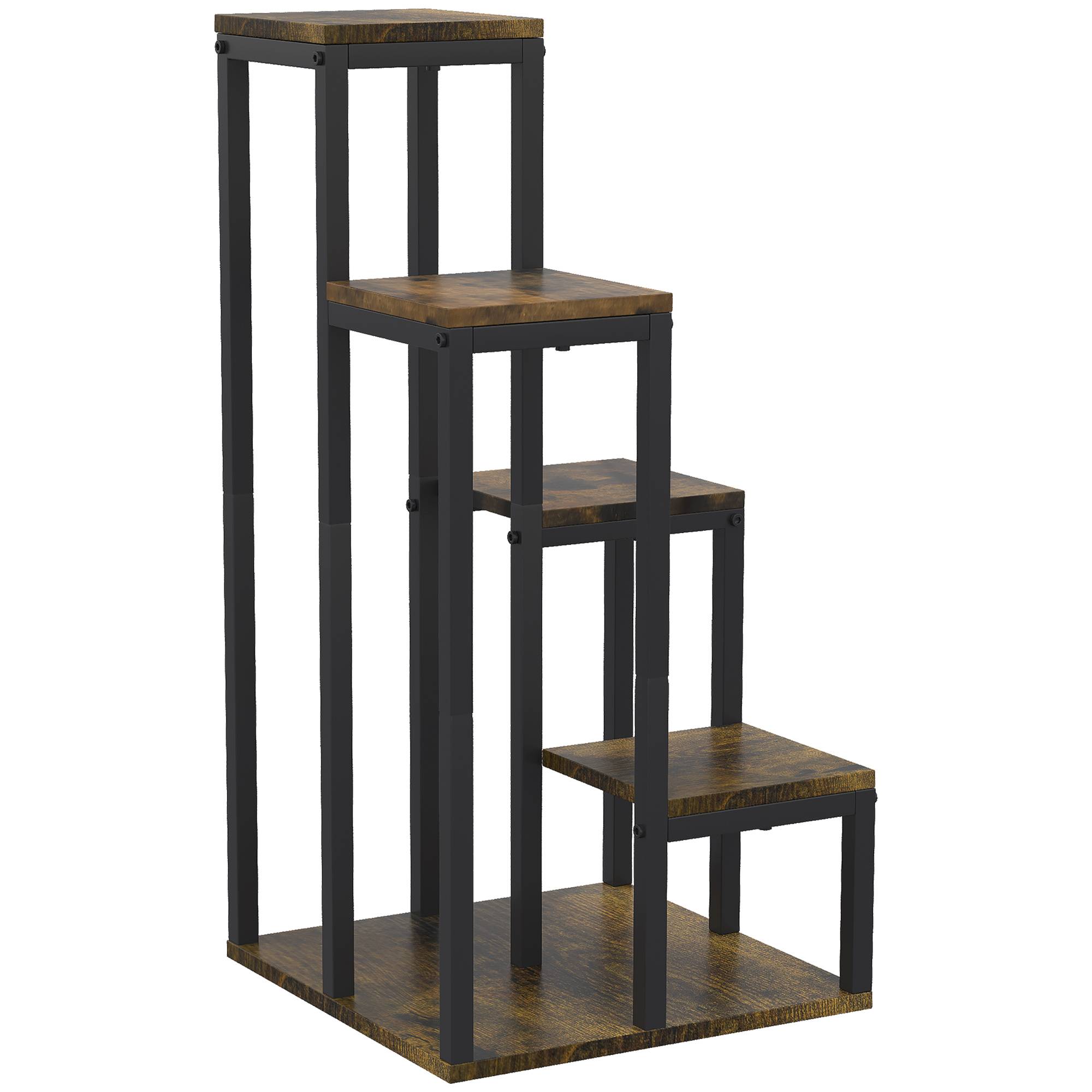 Sans Marque - Support pour plantes étagère à fleurs 4 étagères différentes hauteurs structure acier 40 x 40 x 81 cm noir - Image 2