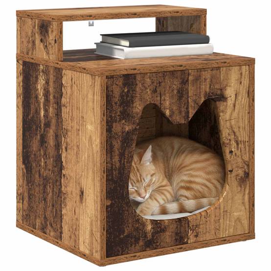Petit Meuble Chat Bois Ancien Repos Brun 53,5cm pour Petit Chat Stylé - ComfortXL Outdoor Living - Image 3