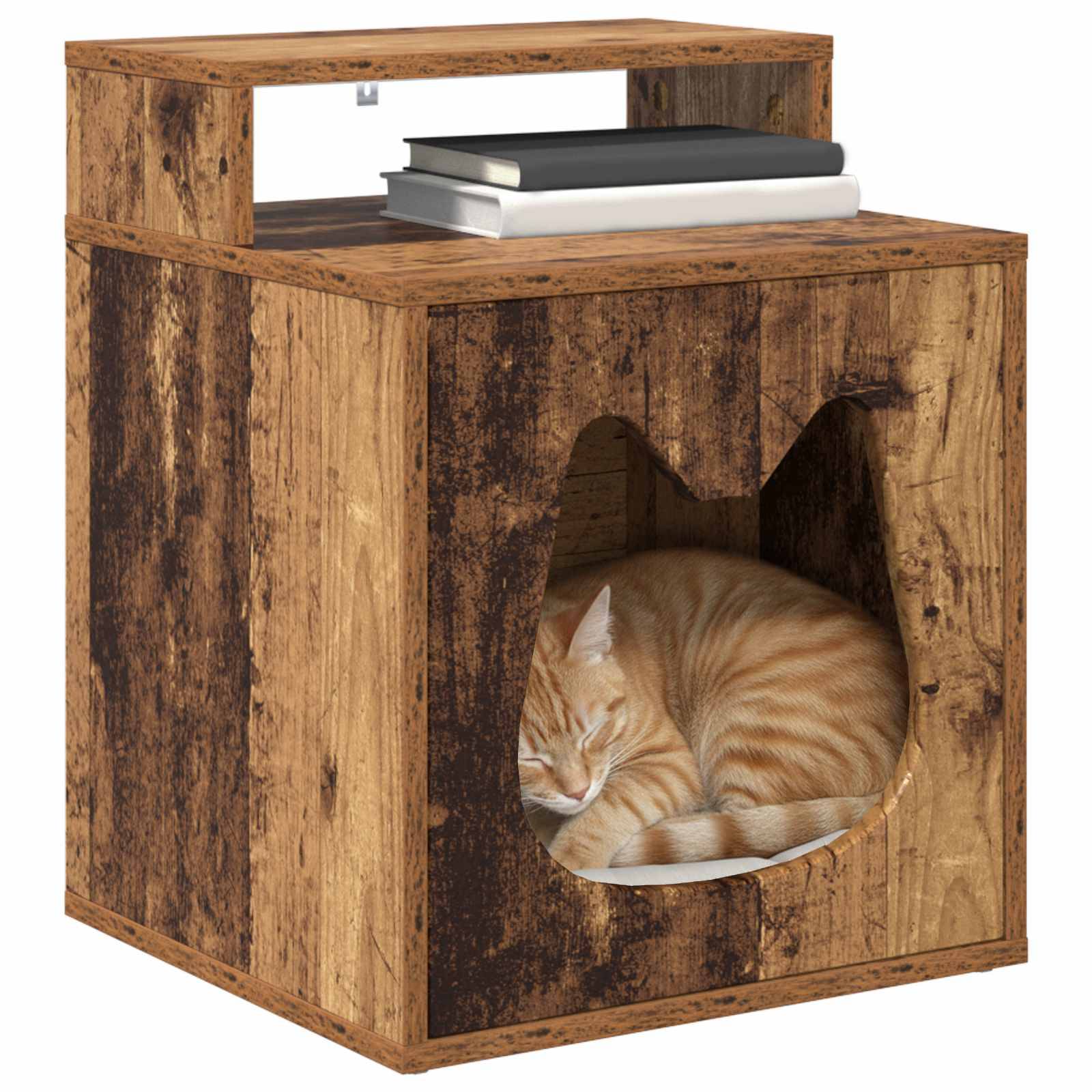 Petit Meuble Chat Bois Ancien Repos Brun 53,5cm pour Petit Chat Stylé - ComfortXL Outdoor Living - Image 3