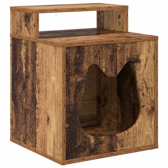 Petit Meuble Chat Bois Ancien Repos Brun 53,5cm pour Petit Chat Stylé - ComfortXL Outdoor Living - Image 2