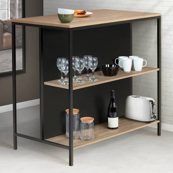 Ensemble table de bar îlot DETROIT et 2 tabourets design industriel - Image 4