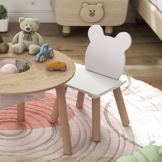Ensemble 1 table ronde et 2 chaises enfant 3 pièces dossier ours, activités bricolage repas, 3-6 ans - Image 10
