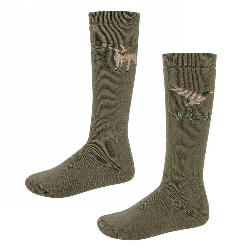 Lot de 2 paires chaussettes chasse kaki motif canard / cerf  Taille 43 - 46 - Image 2