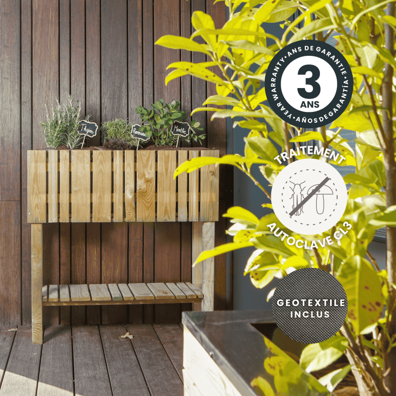 Jardipolys - Carré potager VERTIKAL SURÉLEVÉ - 79 x 29 x 79 cm - 3 bacs plastiques noirs Jardipolys - Imagen 3