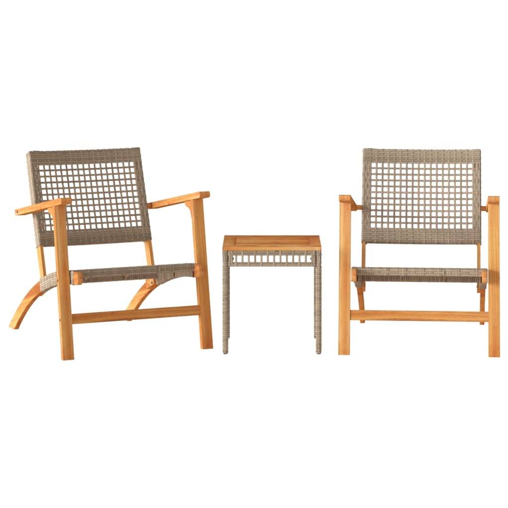 Vidaxl - Ensemble de bistro 3 pcs-Salons de jardin beige résine tressée et bois d'acacia - Image 2
