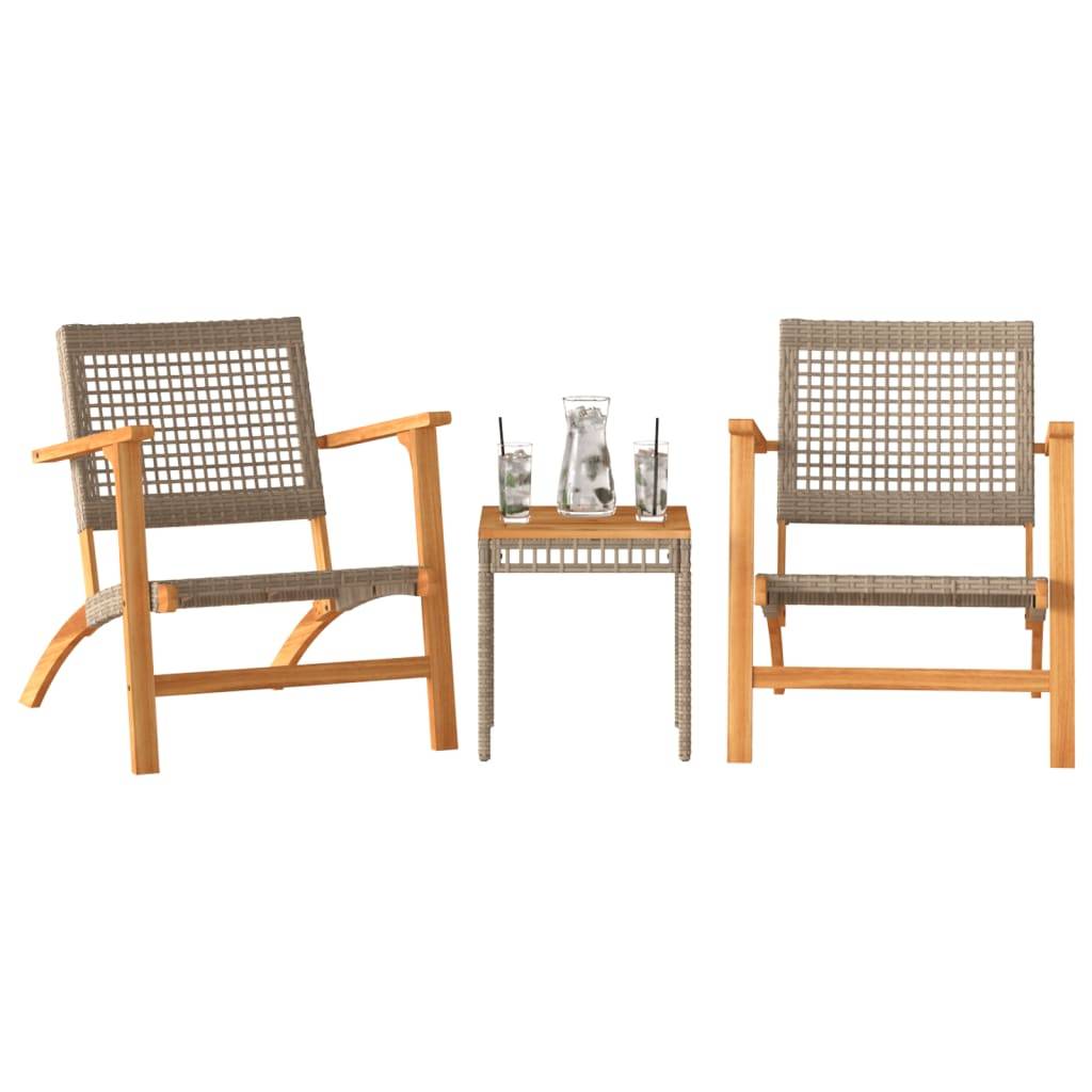 Vidaxl - Ensemble de bistro 3 pcs-Salons de jardin beige résine tressée et bois d'acacia - Image 9