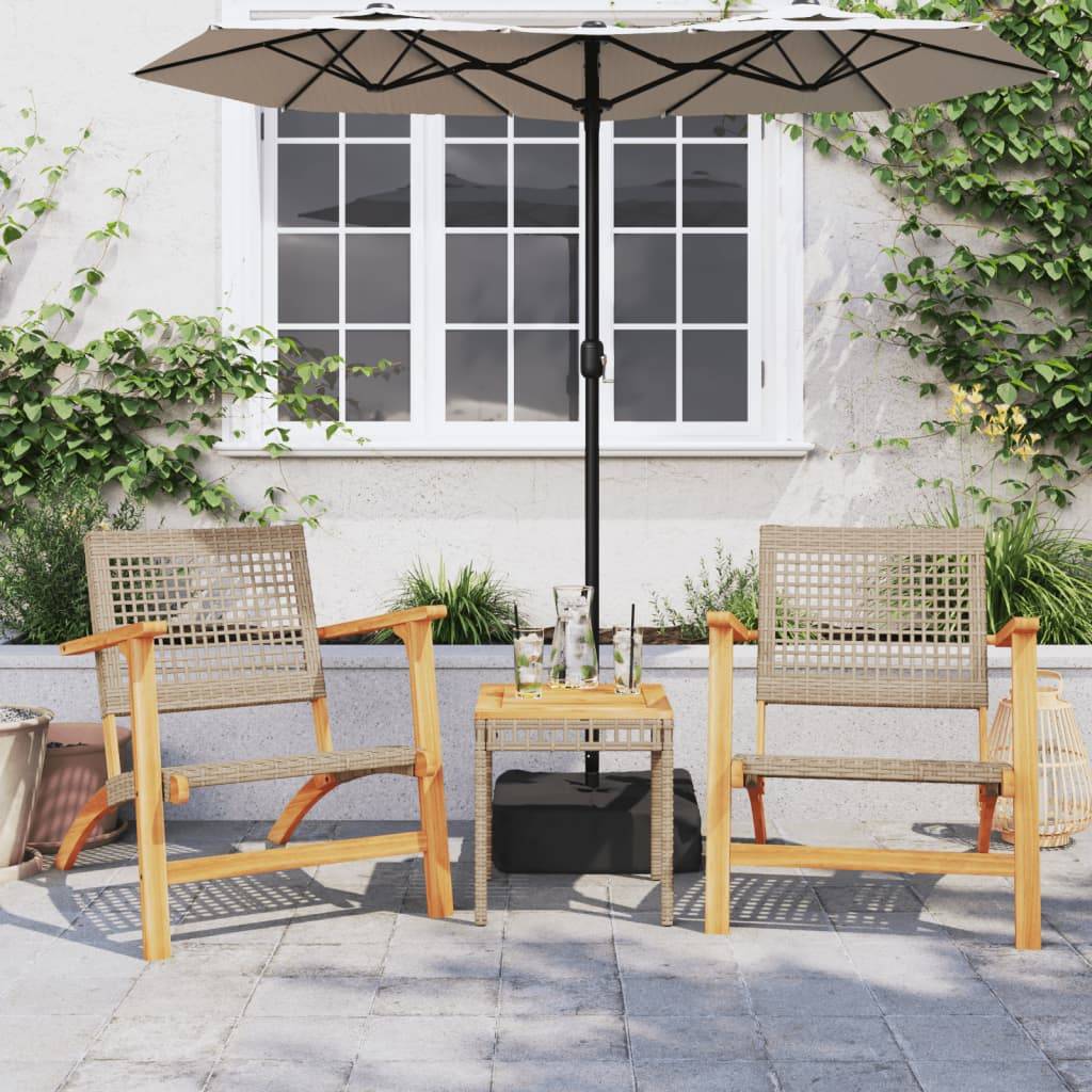Vidaxl - Ensemble de bistro 3 pcs-Salons de jardin beige résine tressée et bois d'acacia - Image 1