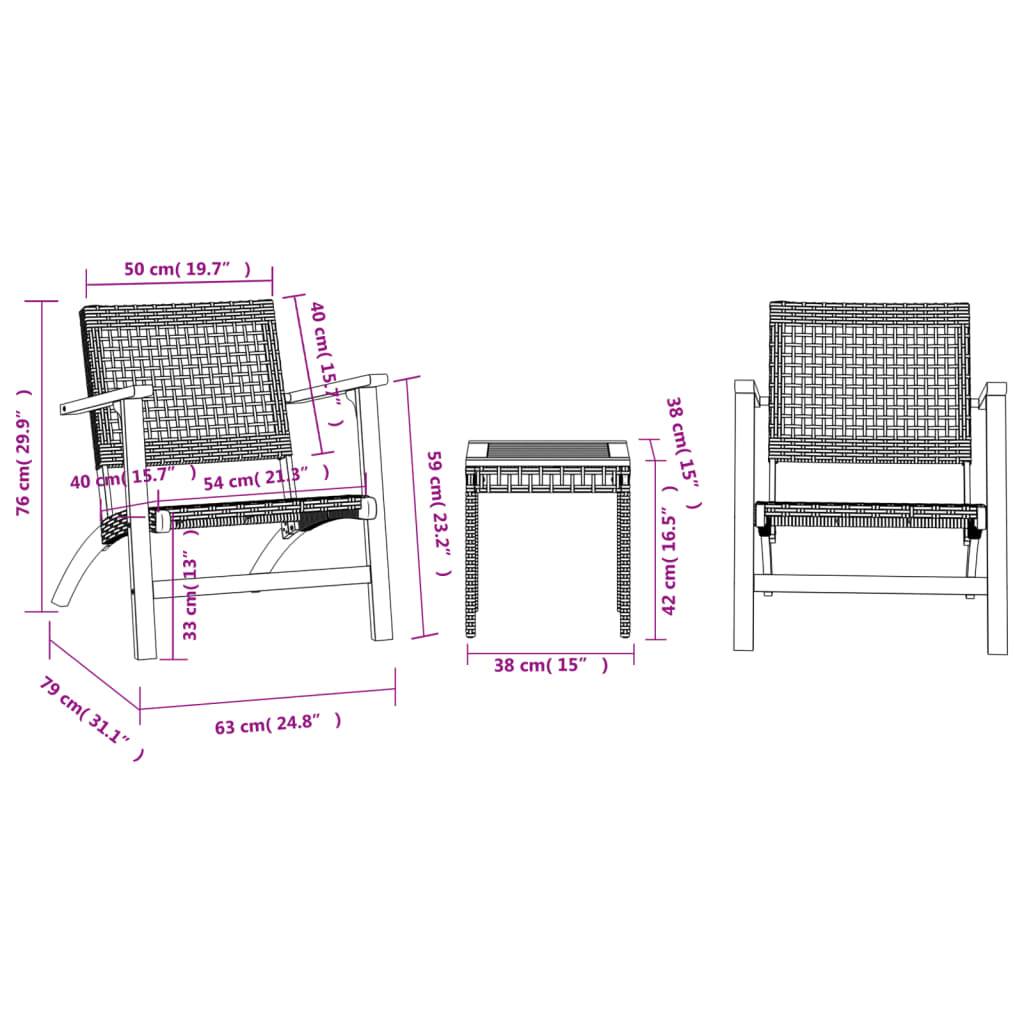 Vidaxl - Ensemble de bistro 3 pcs-Salons de jardin beige résine tressée et bois d'acacia - Image 10