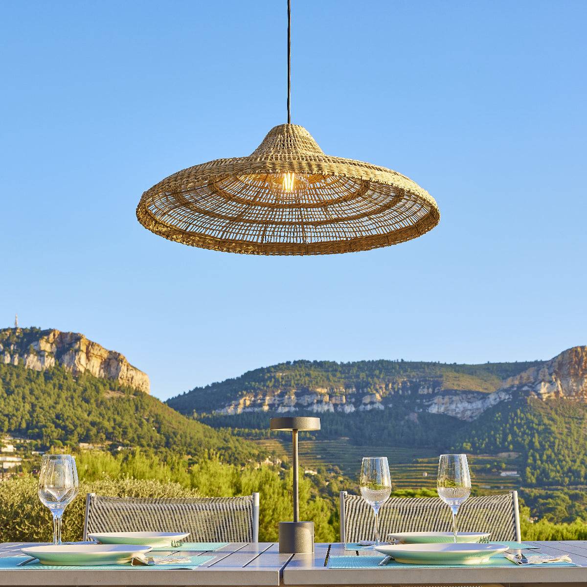 Lumisky - Suspension Extérieure Herbe Marine Beige D70cm Câble 5m - Image 3