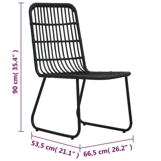 Lot de 2 Chaises de jardin | Chaise d'extérieur Résine tressée Noir - Image 8