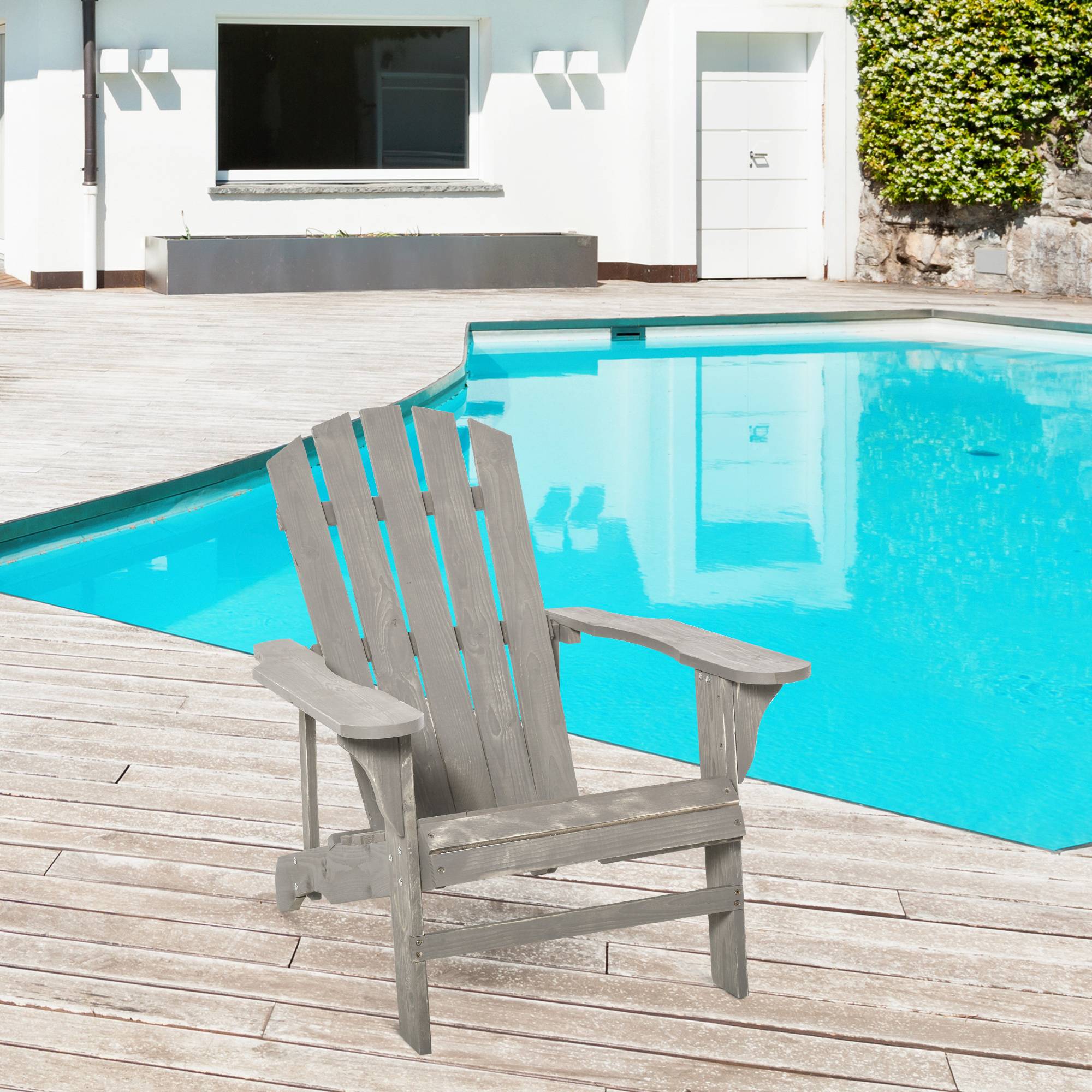 Sans Marque - Fauteuil adirondack Jardin Chaise Plein Air 78x89x88 cm Bois Massif Sapin - Image 3
