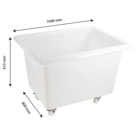 Bac grand volume 310 L - 2 roues fixes, 2 pivotantes avec freins - blanc - Gilac - Image 2