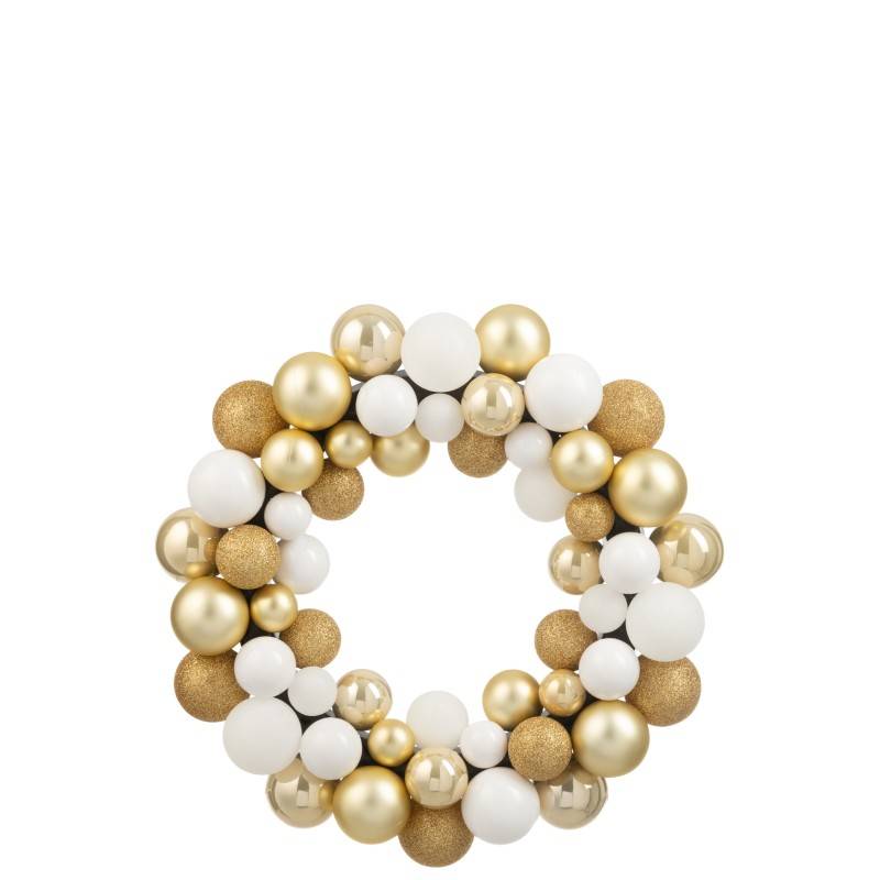 J-Line - Couronne de boule de Noël en plastique blanc D.35 cm - J-Line - Image 1